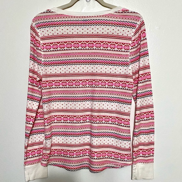Old Navy Pink Fair Isle Snowflake Thermal Shirt - Picture 5 of 6